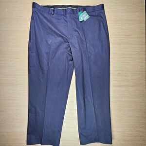 LL Bean Mens Natural Fit Wrinkle Free Dress Pants 44x30 Navy Flat Front NEW